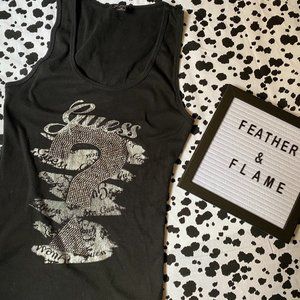 Y2K princess Guess logo bling tank top